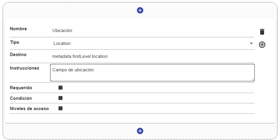 Configuración del campo ubicación