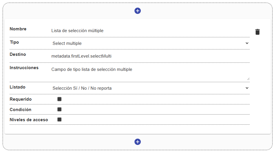 Configuración del campo de selección múltiple