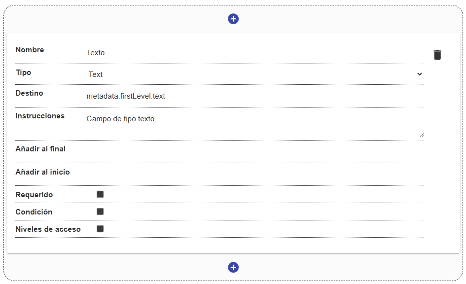 Configuración del campo de texto