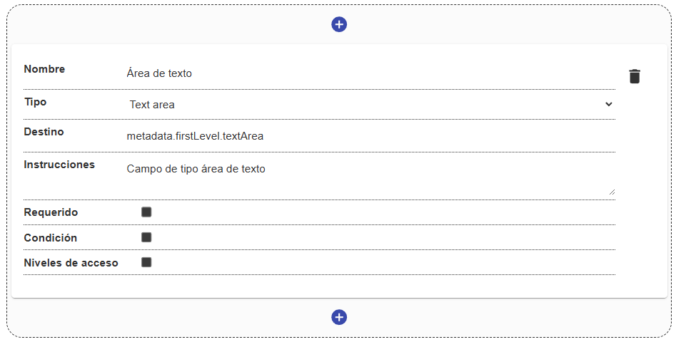 Configuración del campo de área de texto