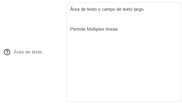 Campo de área de texto en el formulario