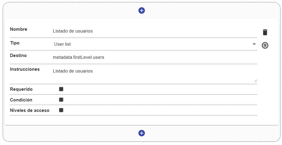 Configuración del campo lista de usuarios