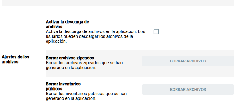 Ajustes archivos