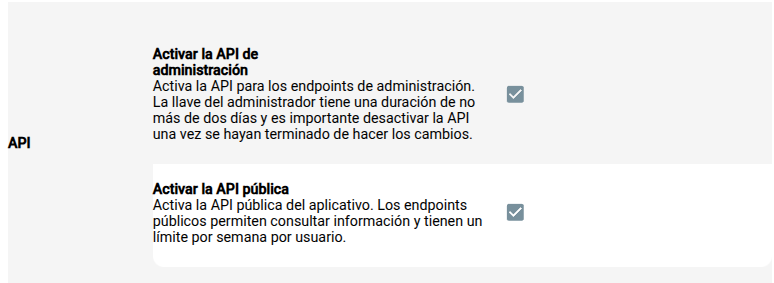 Ajustes API